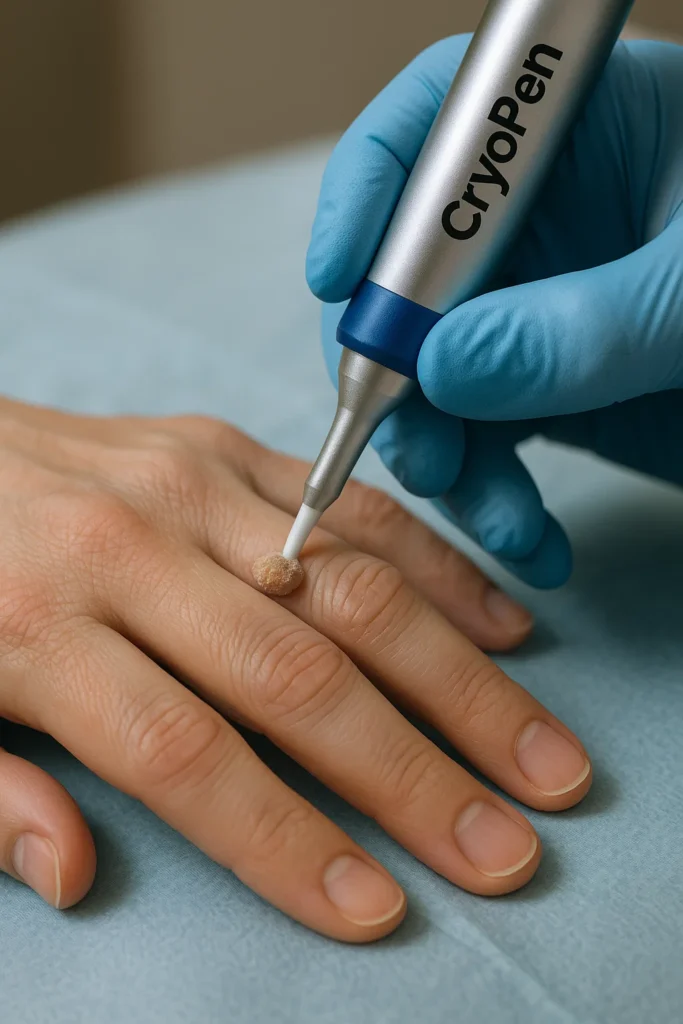 example of cryopen wart removal Greater London (Hounslow) treatment on a persons finger