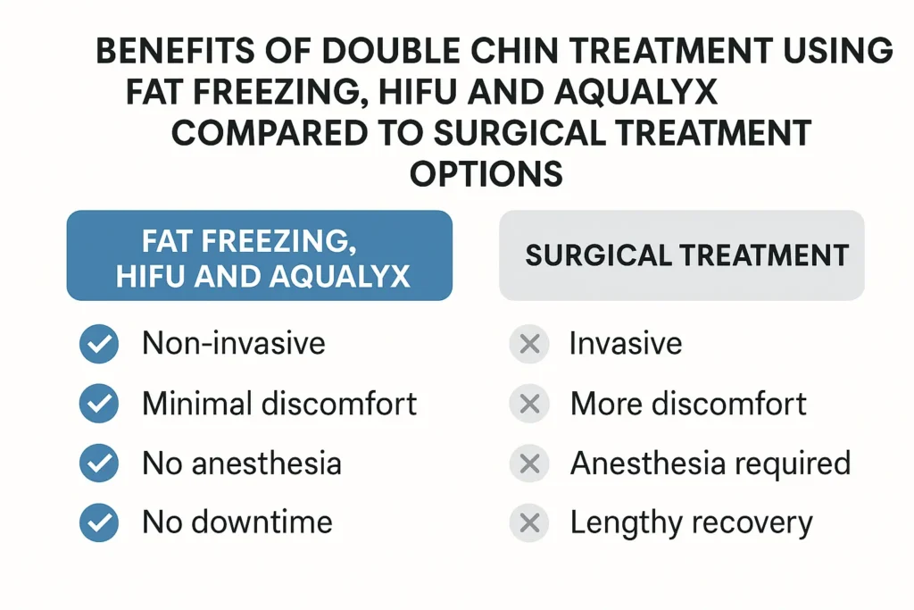 Graphic about the benefits of double chin treatment Greater London (Hounslow) - from LA LIPO