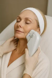 Woman receiving HIFU non surgical facelift treatment Greater London (Hounslow)