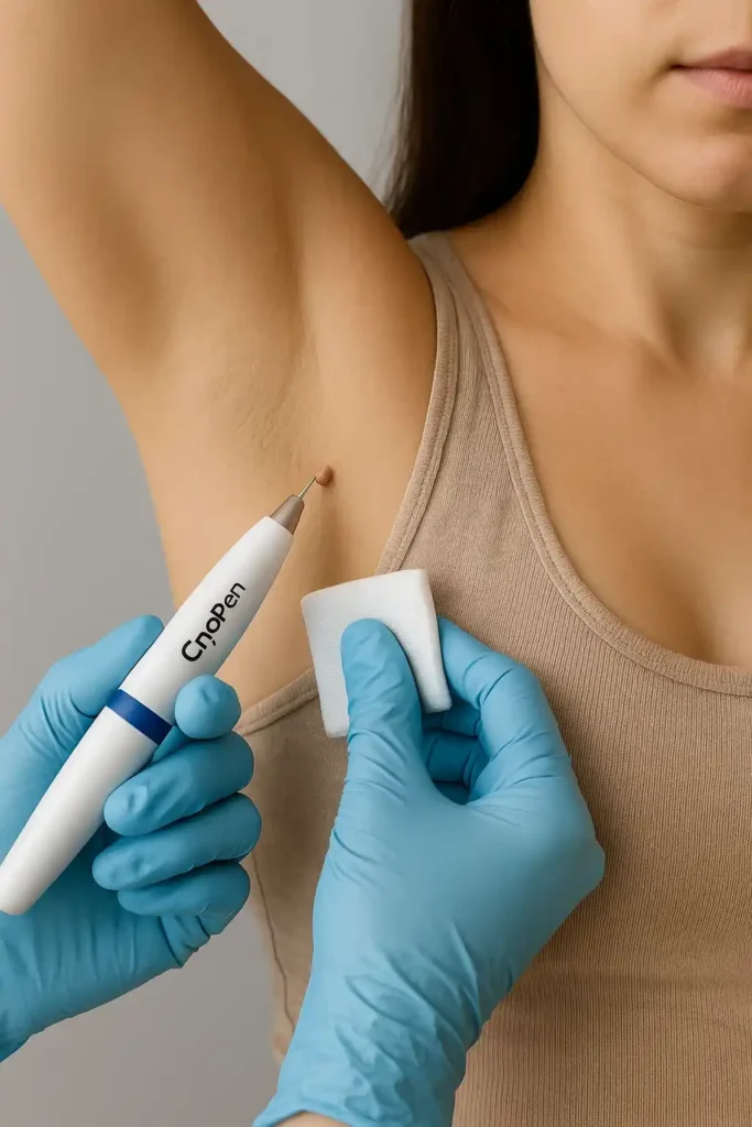 woman having cryopen to remove underarm skin tags Greater London (Hounslow)